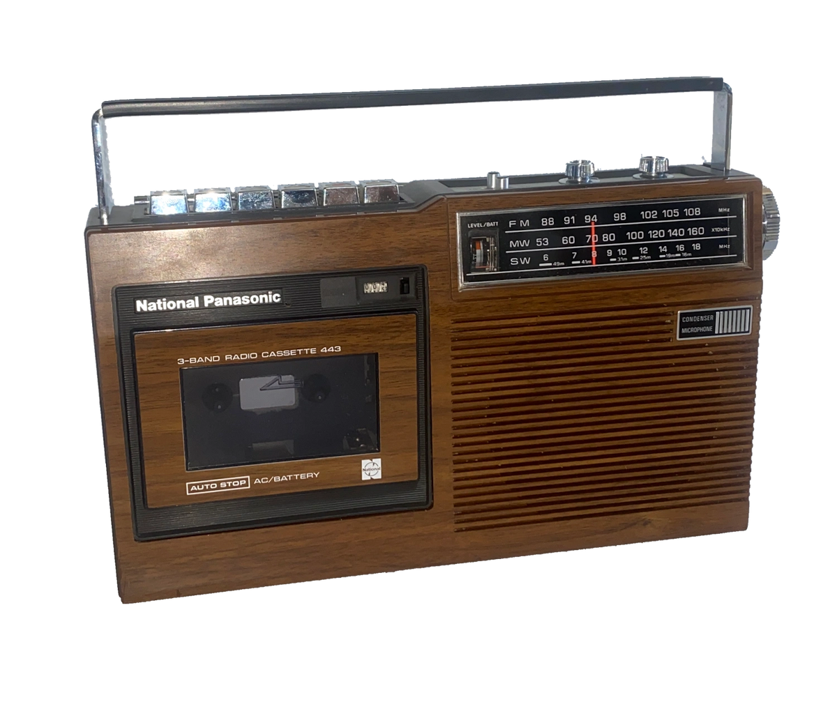 Remembrance Panasonic 1970 木製ラジオ WOODGRAIN version National Panasonic RQ-443FJS Radio Cassette